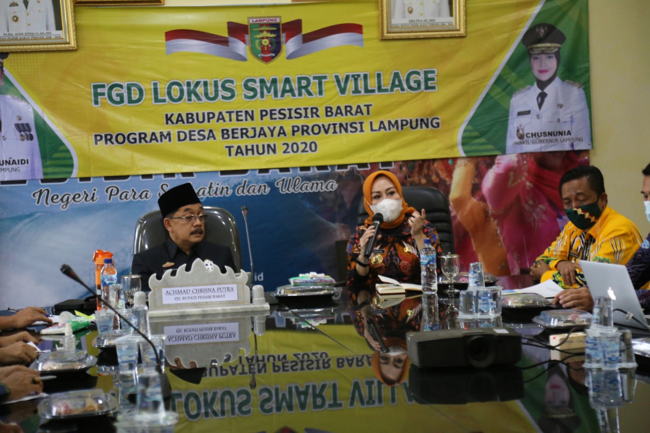 Bahas Program Smart Village, Pjs Bupati Pesibar Hadiri Focus Group Discussion Bersama Kepala Dinas PMDT Provinsi Lampung