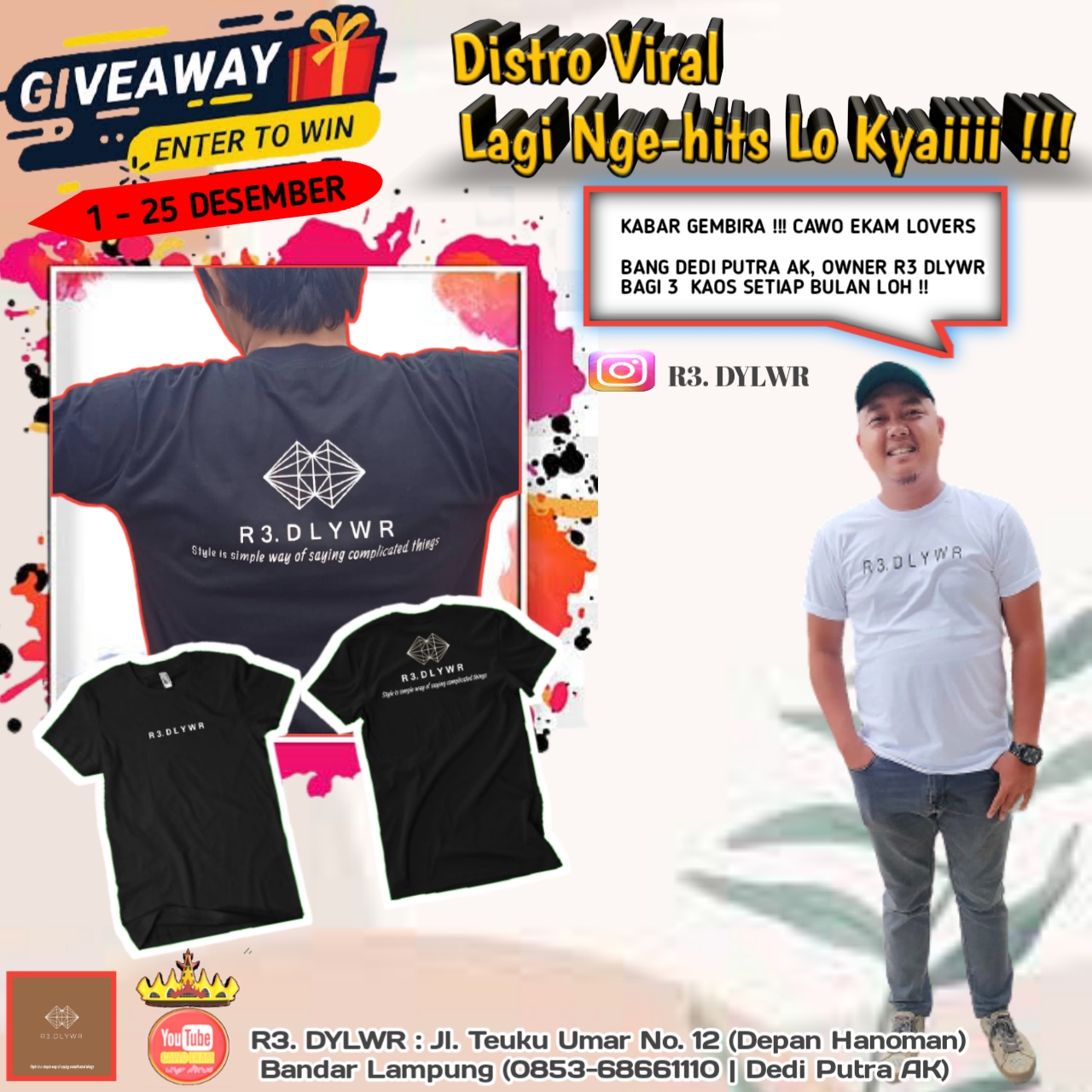 R3 Dailywear Dan Cawo Ekam Bekerja Sama Adakan Giveaway Bagi-Bagi Kaos