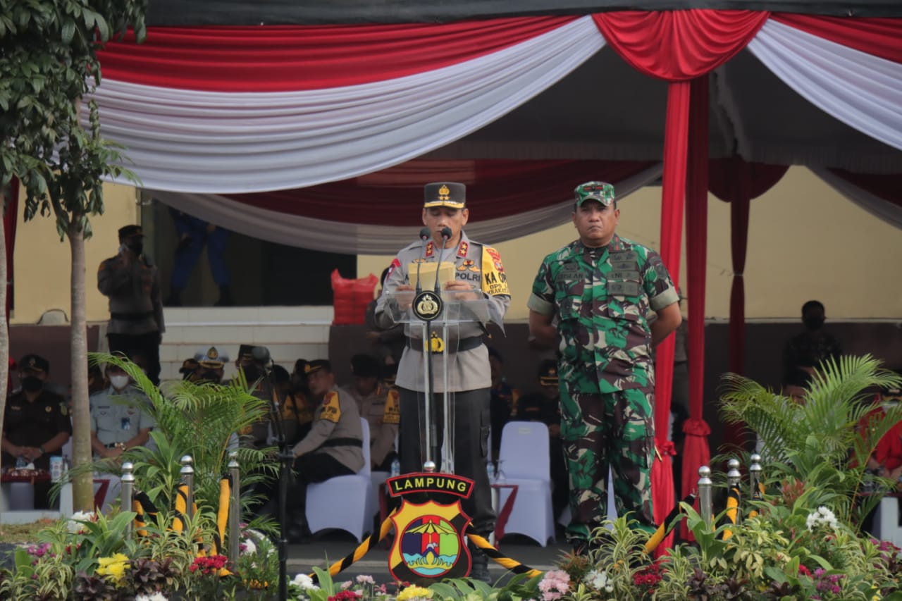 Kapolda Lampung pimpin apel gelar pasukan pengaman Ops Lilin Krakatau 2022