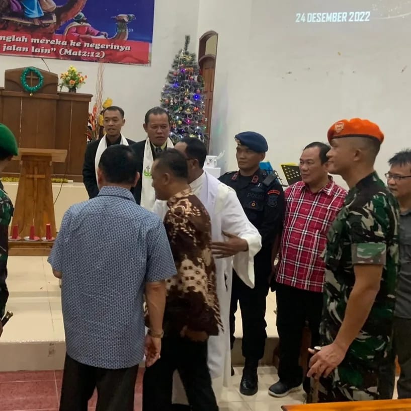 Bersama Forkopimda, Danlanud BNY Tinjau Pengamanan Perayaan Malam Natal di Kota Bandar Lampung dan Kab Tulang Bawang