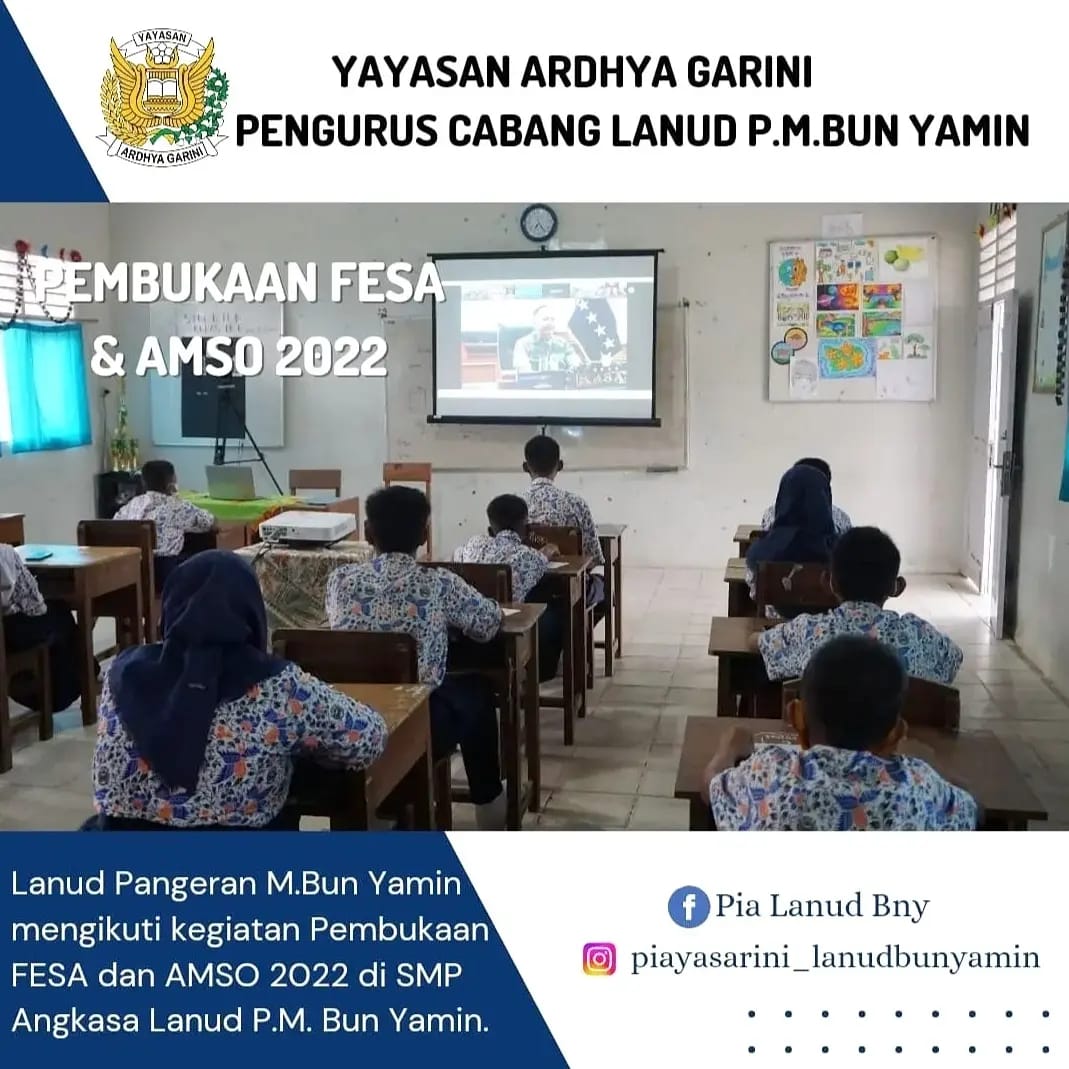 FESA 2023 Resmi Dibuka Kasau, Danlanud BNY dan Ketua Yasarini Pengurus Cabang Lanud BNY Ikuti Pembukaan Melalui Virtual