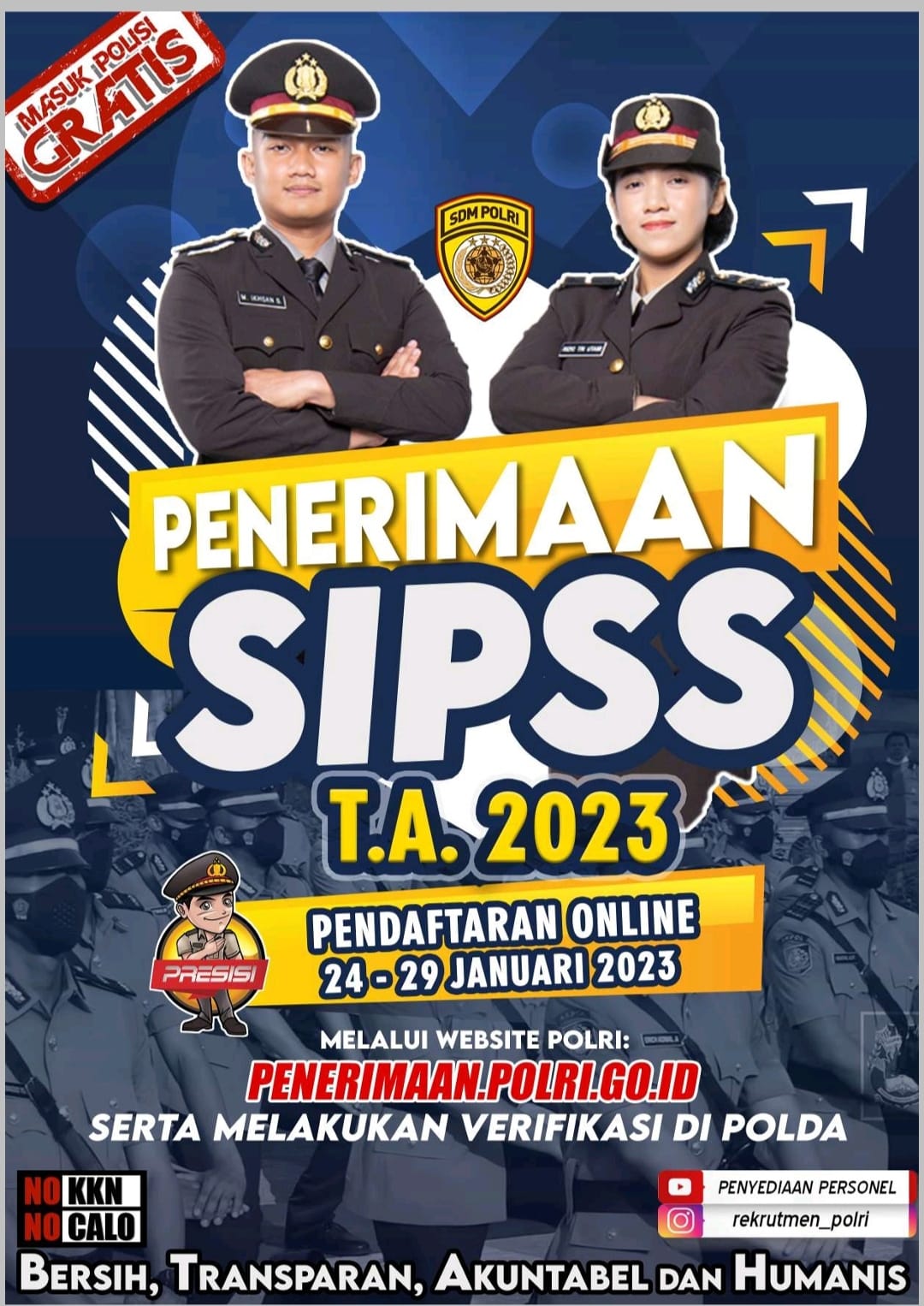 Mulai tgl 24-29 Januari 2023, resmi dibuka pendaftaran Anggota Polri dari Sarjana (SIPSS), simak persyaratannya