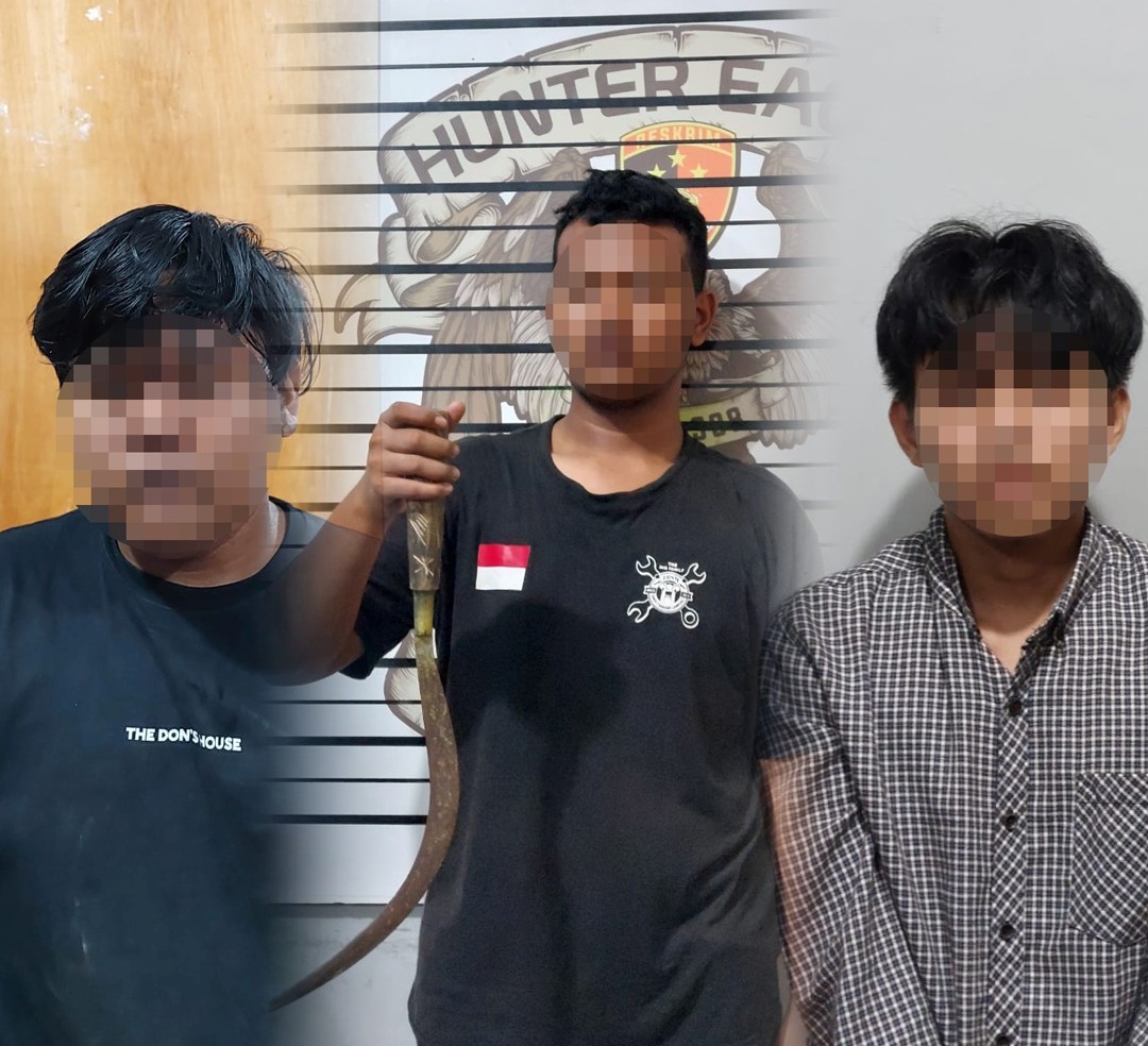 Gelar Patroli Hunting, Tim Patroli Gabungan Polresta Bandar Lampung Amankan 3 Remaja dan Sebilah Senjata Tajam